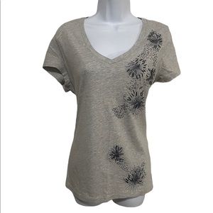 Tommy Hilfiger V-neck gray shirt sleeve T-shirt with beaded design size L